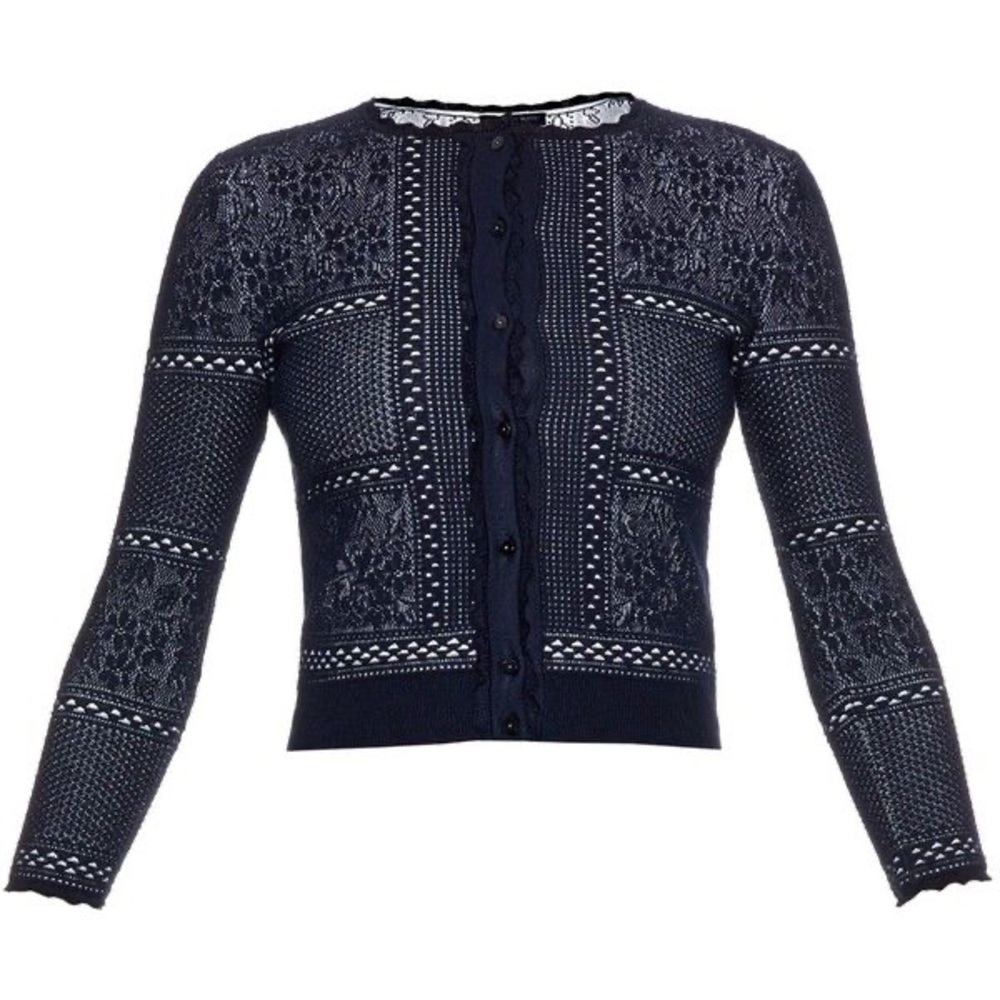 Navy Blue Lace Knit Women's Sweater